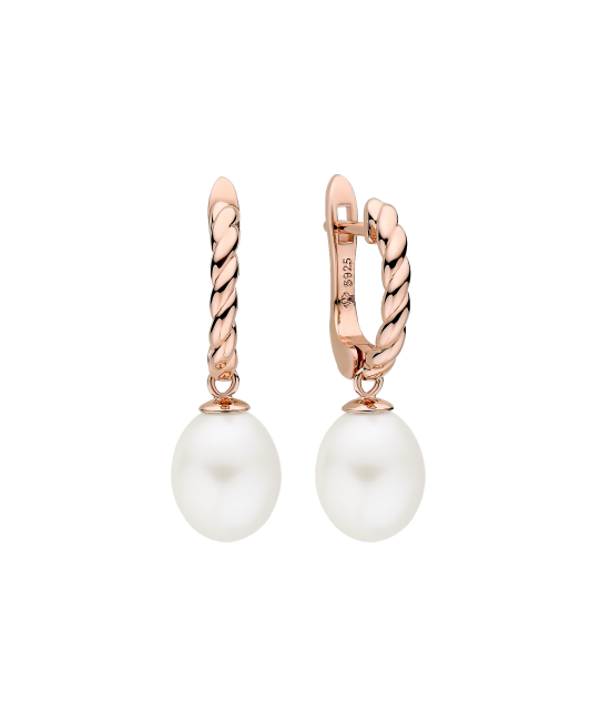 Gilded sterling silver earrings with pearls and zircons