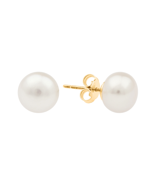 Yellow gold earrings with pearl 9mm