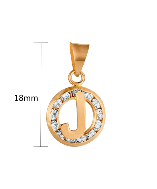 Gold pendant with zircons Letter J