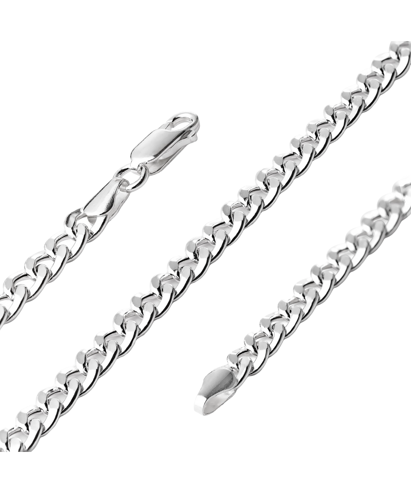 Hopeinen rannekoru "Curb" 4.9mm