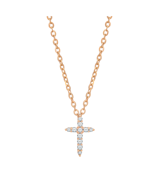 Gold chain with diamond pendant "Cross"
