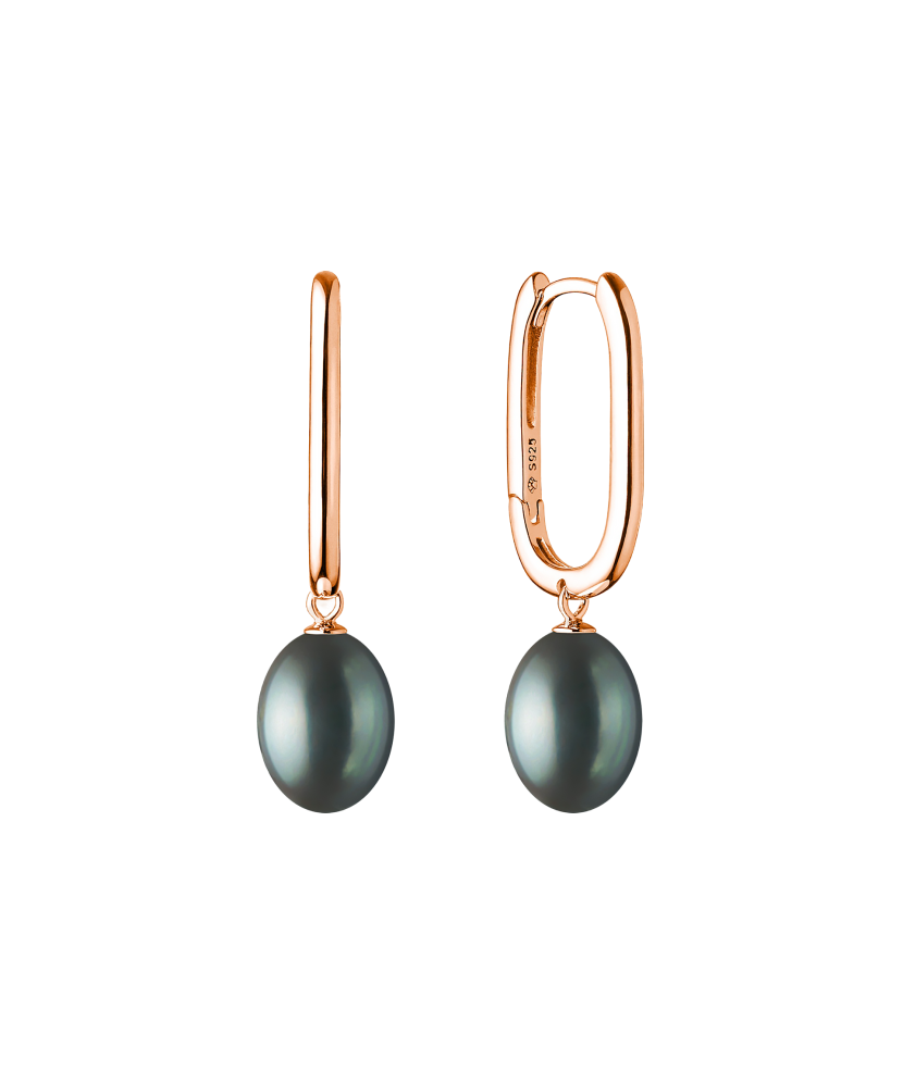 Gilded sterling silver earrings with pearls
