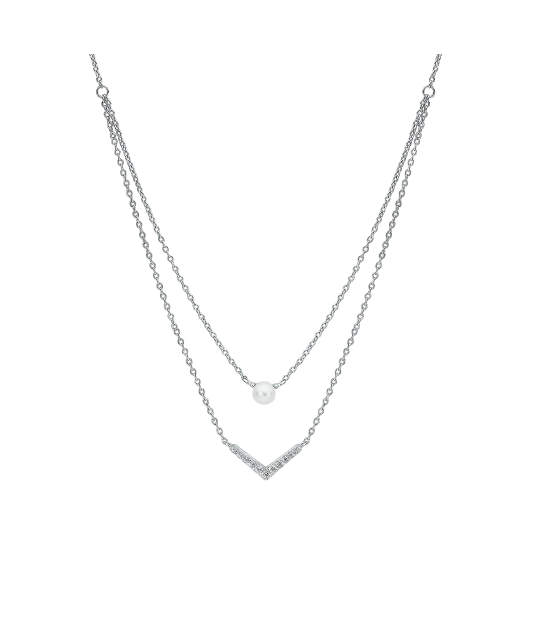 Sterling silver chain with pearl and zirconium