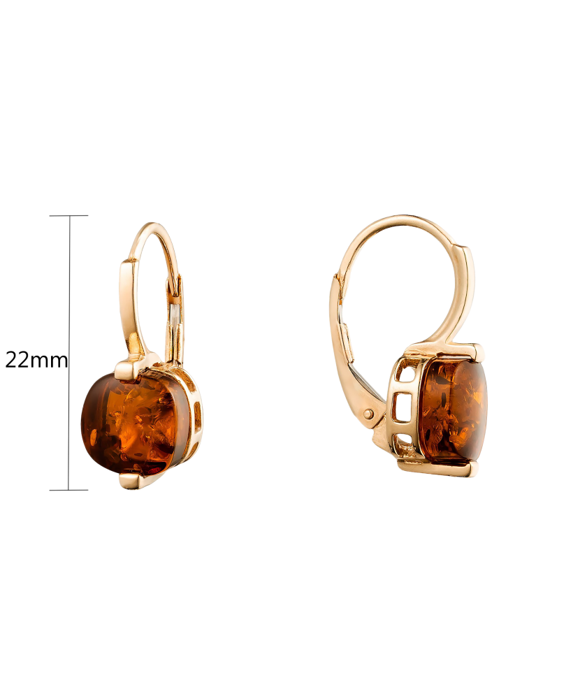 Gold earrings with amber
