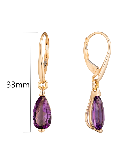 Gold earrings with amethysts