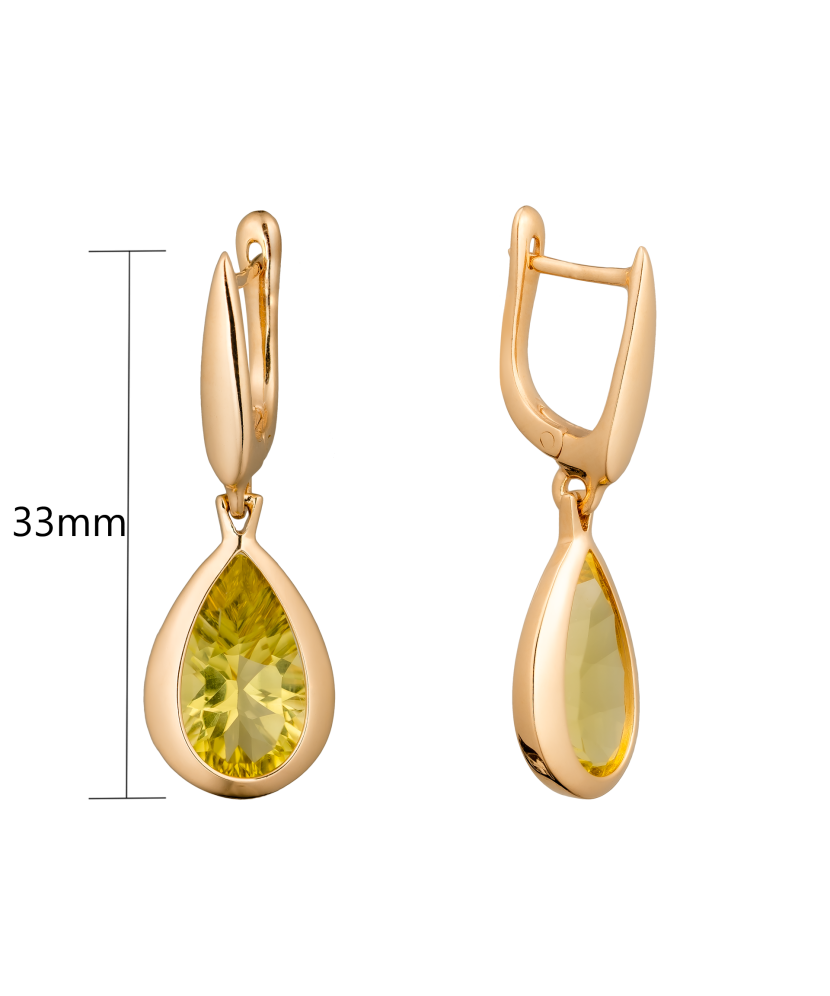 Gold earrings with quartz