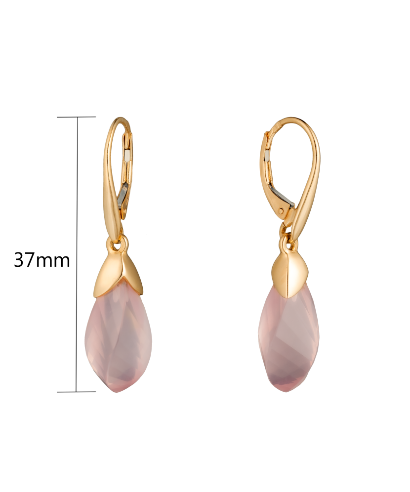 Gold earrings with rose quartz