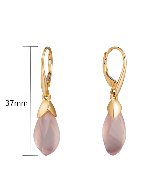 Gold earrings with rose quartz