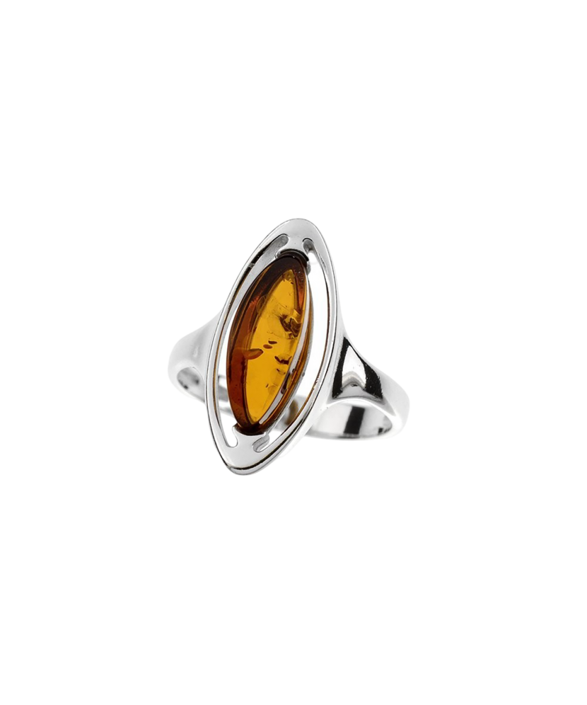 Sterling silver ring with amber
