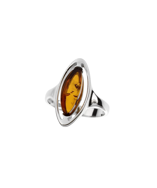 Sterling silver ring with amber