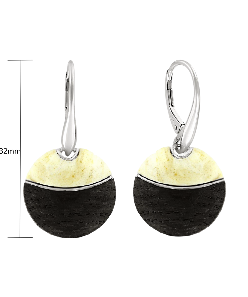 Sterling silver earrings with ambers and wood