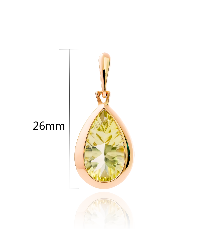 Gold pendant with green quartz