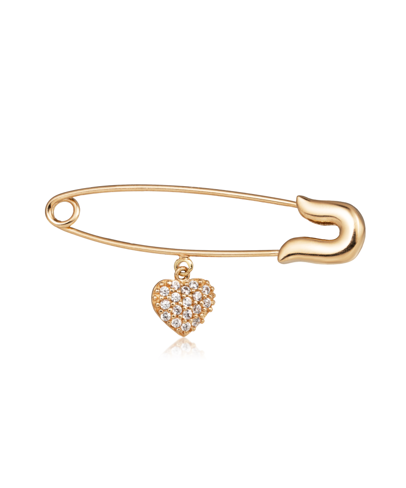 Gold brooch with zircons "Heart"