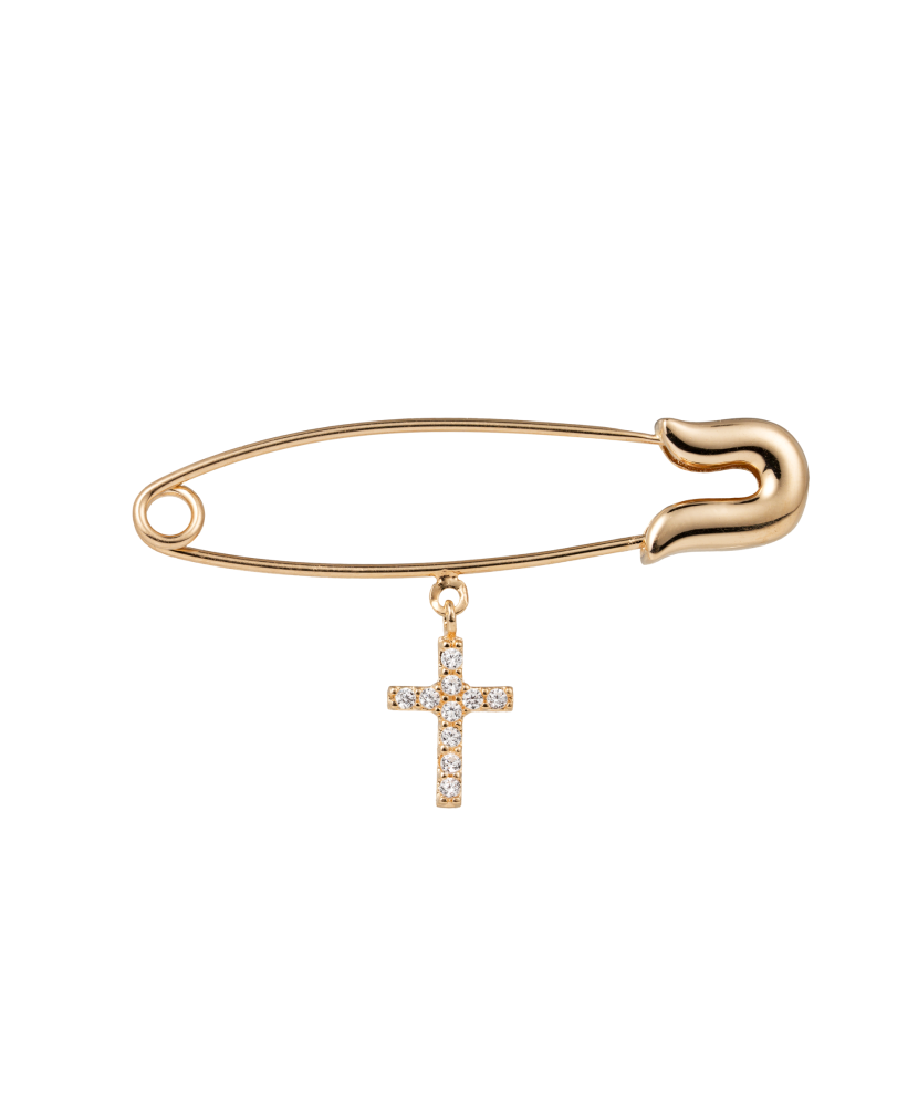 Gold brooch with zircons