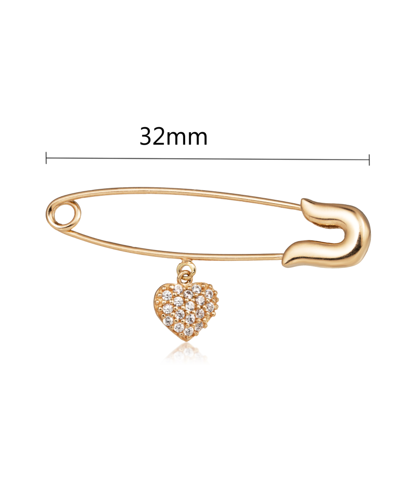 Gold brooch with zircons "Heart"