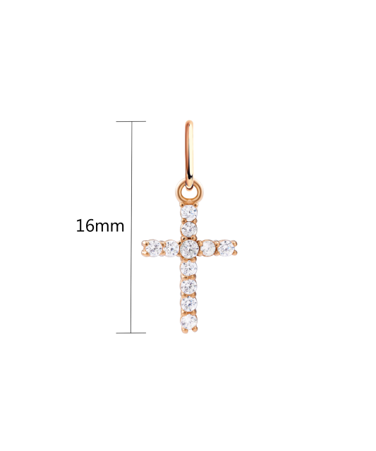 Gold pendant with zirconium "Cross"