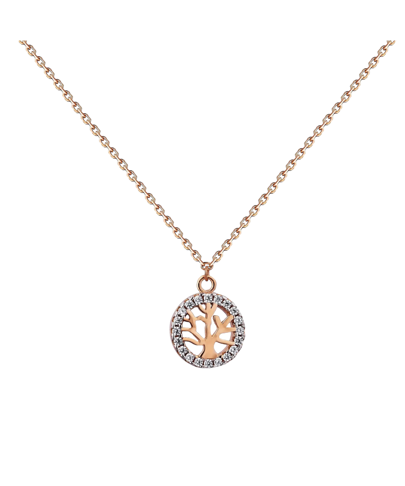 Gold chain with zirconium pendant "Tree of Life"