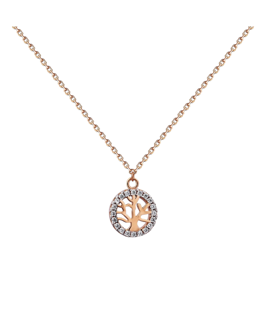 Gold chain with zirconium pendant "Tree of Life"