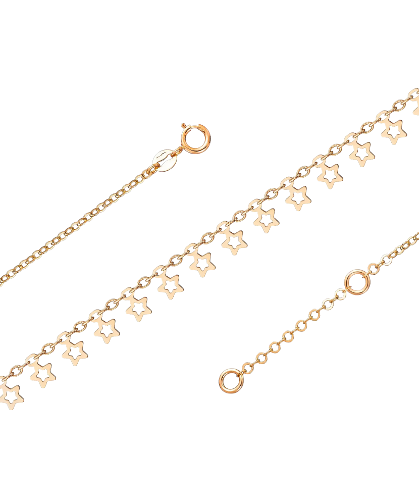 Auksinė Grandinėlė Ant Kojos Su Pakabukais "Žvaigždės"  - Goldinga