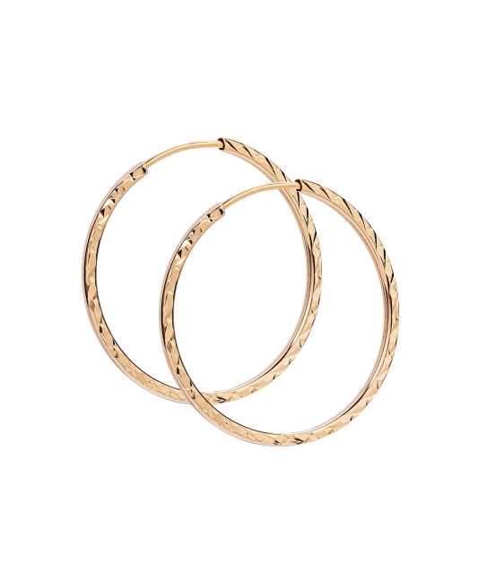 Gold engraved hoop earrings 22mm