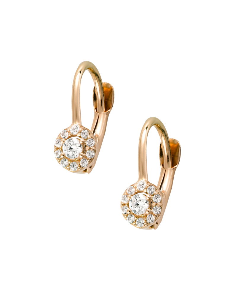 Gold earrings with zircons