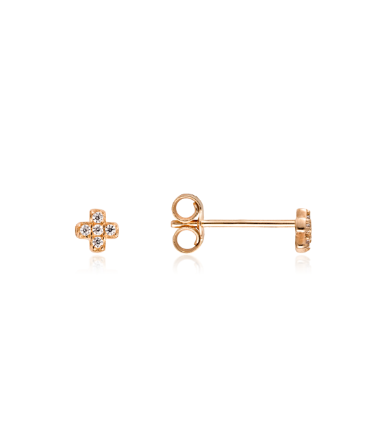Gold earrings with zircons