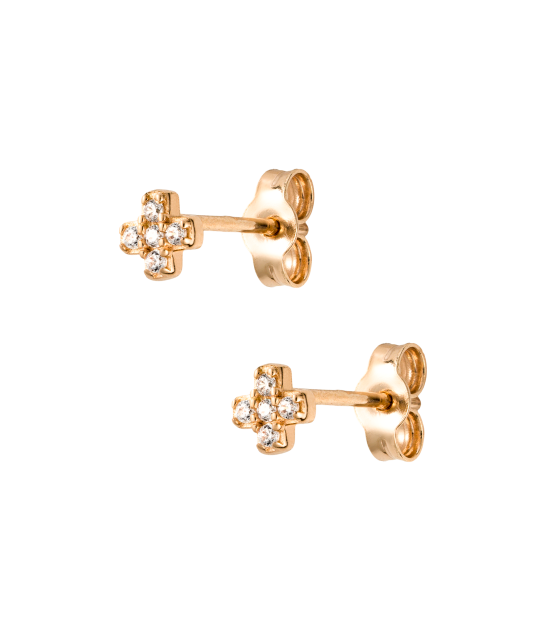 Gold earrings with zircons
