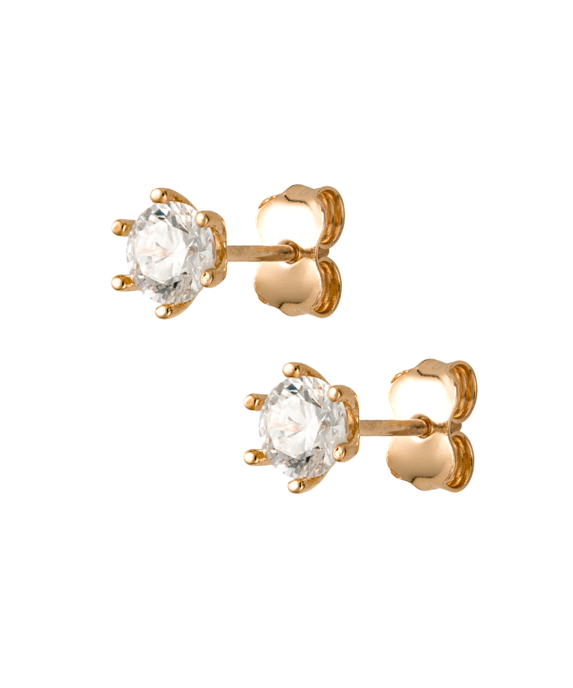 Gold earrings with zircons