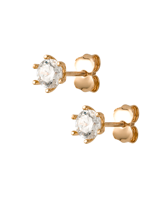 Gold earrings with zircons