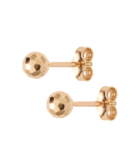 Engraved Gold  Earrings "Bubbles" 4mm