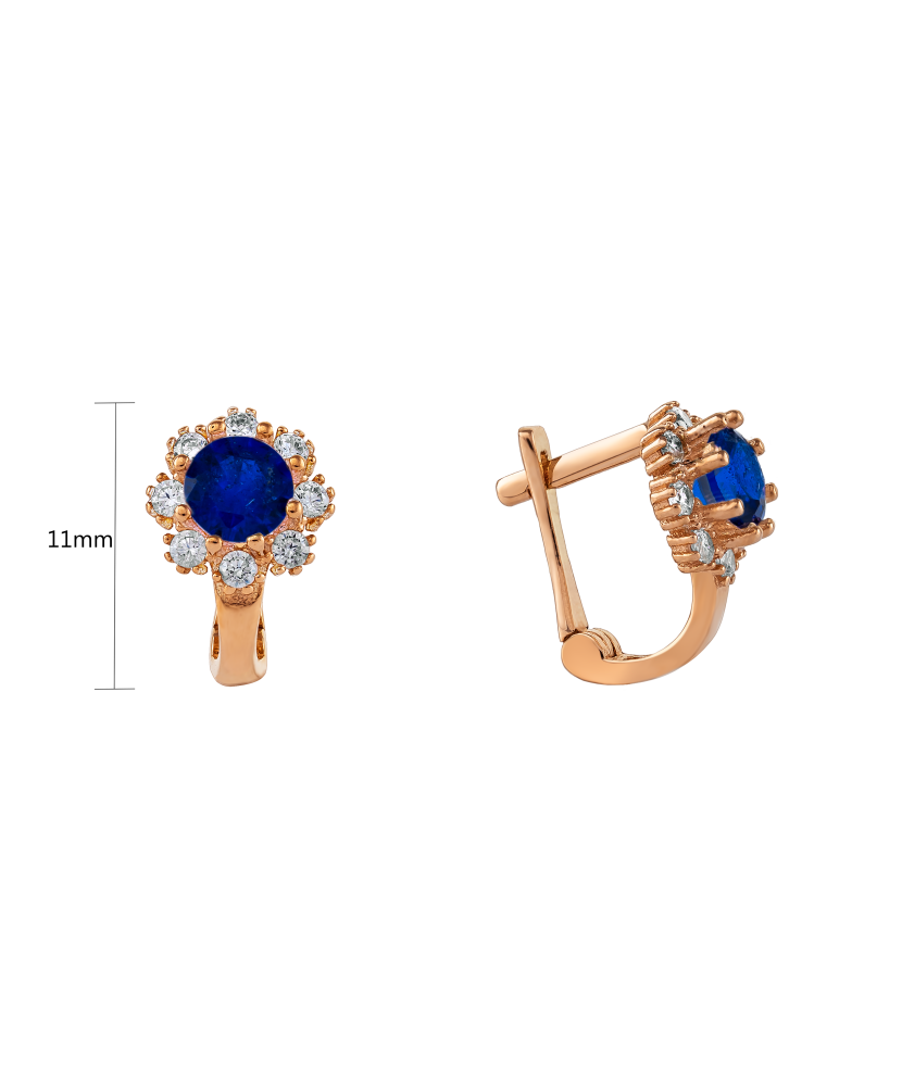 Gold earrings with zircons