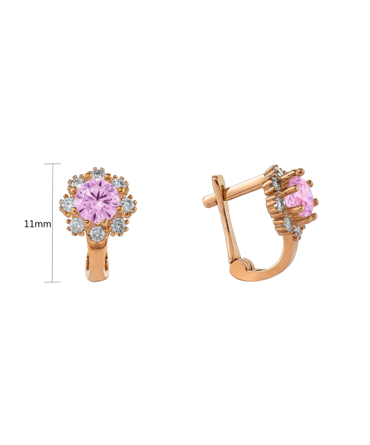 Gold earrings with zircons