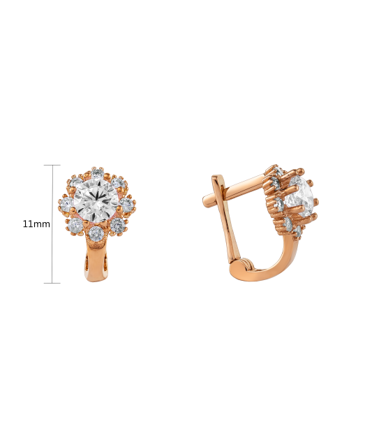 Gold earrings with zircons