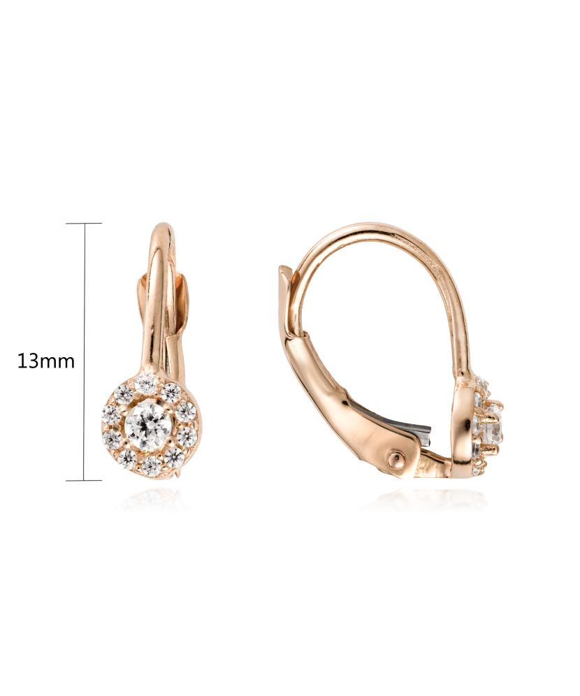 Gold earrings with zircons