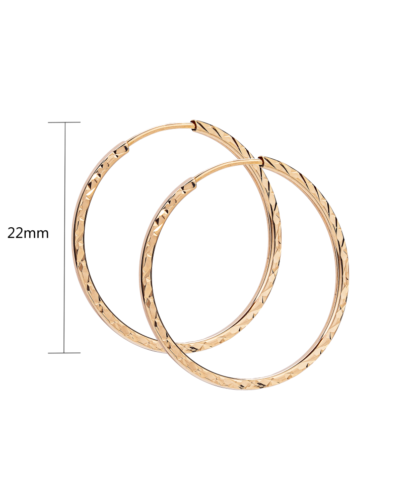 Gold engraved hoop earrings 22mm