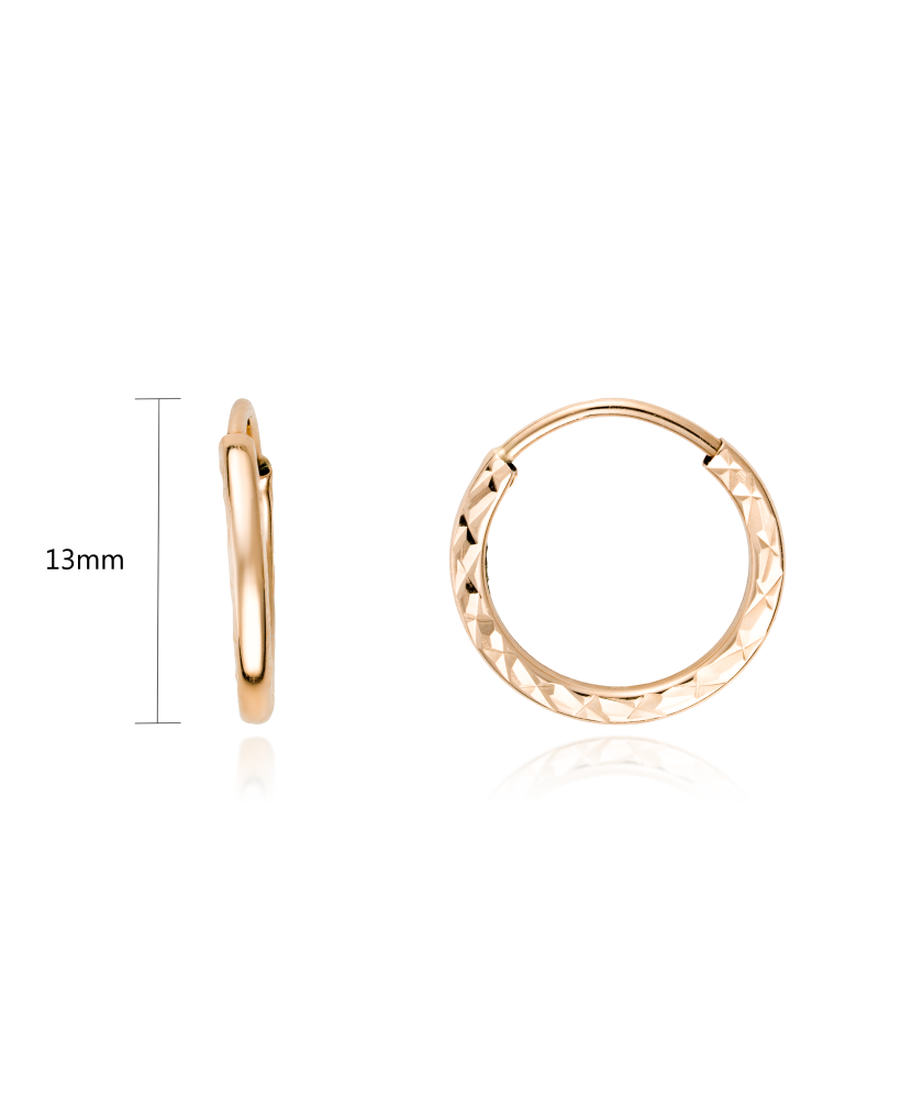 Gold engraved hoop earrings 13mm