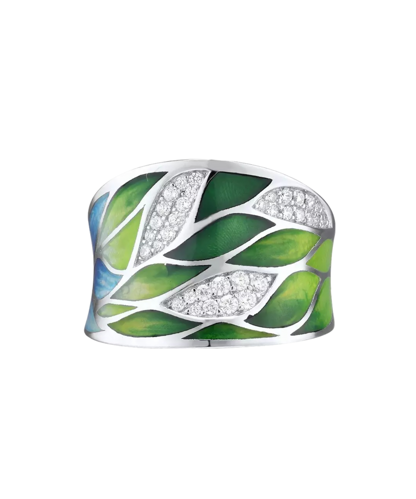 Hopeasormus emalilla ja zirkoneilla