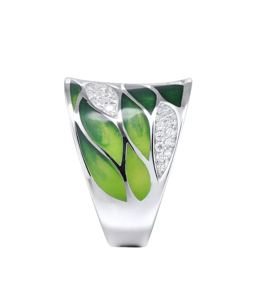 Sterling silver ring with enemal and zircons