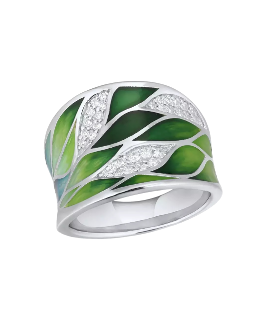 Sterling silver ring with enemal and zircons