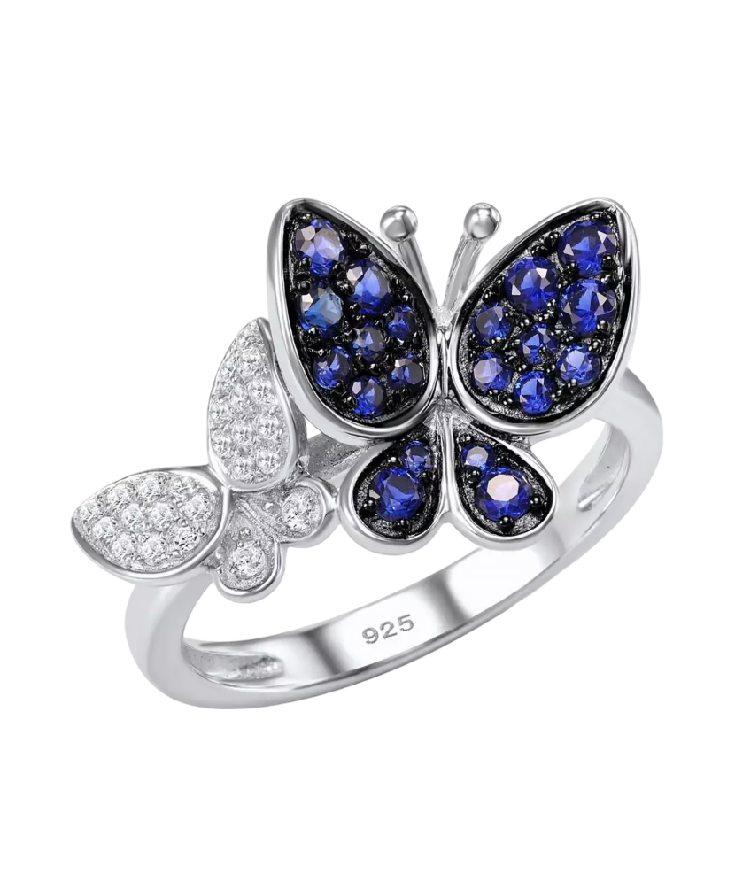 Sterling silver ring with zirconium "Butterflies"