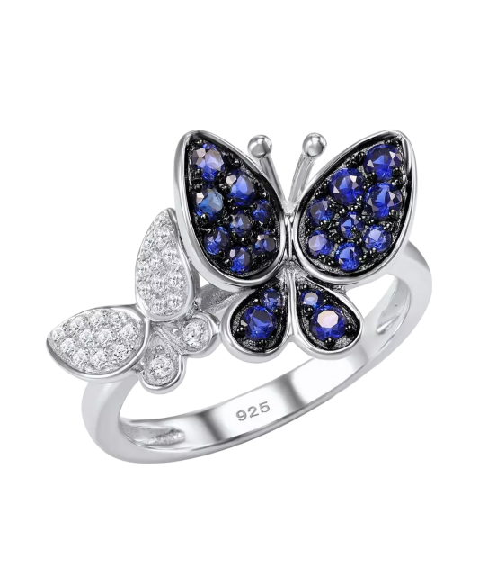 Sterling silver ring with zirconium "Butterflies"