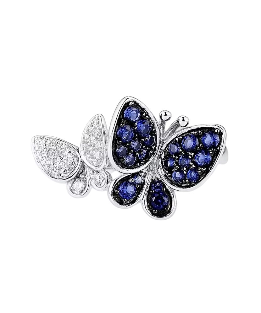 Sterling silver ring with zirconium "Butterflies"