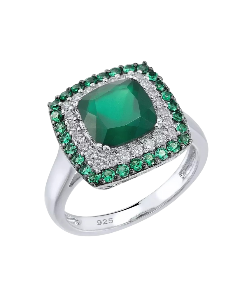 Sterling silver ring with zircons and spinels