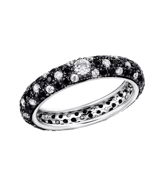 Sterling silver ring with zircons and spinel