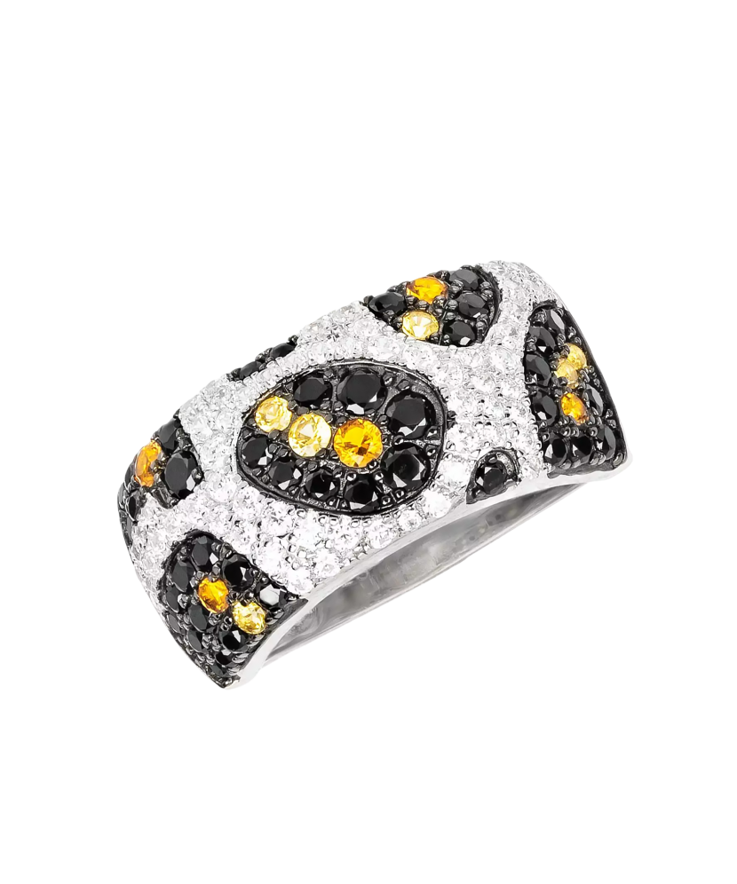 Sterling silver ring with zircons and spinels