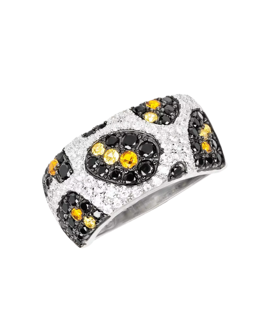 Sterling silver ring with zircons and spinels