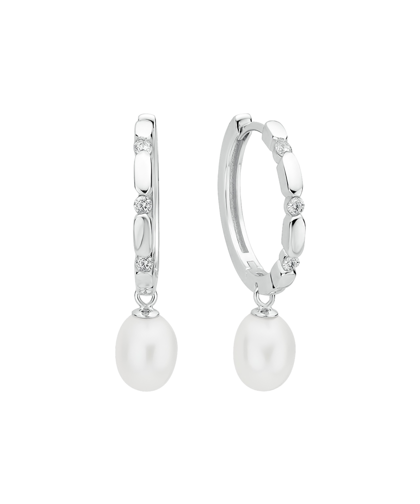 Sterling silver earrings with pearls and zircons
