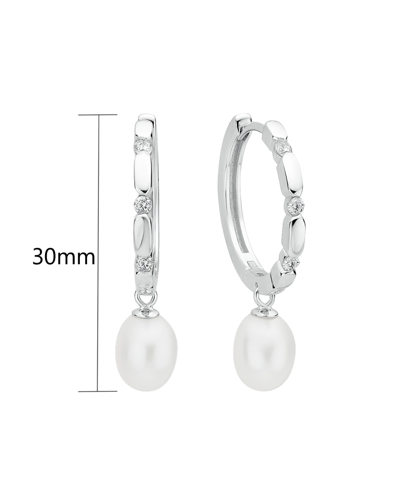 Hopeiset korvakorut helmillä ja zirkonia