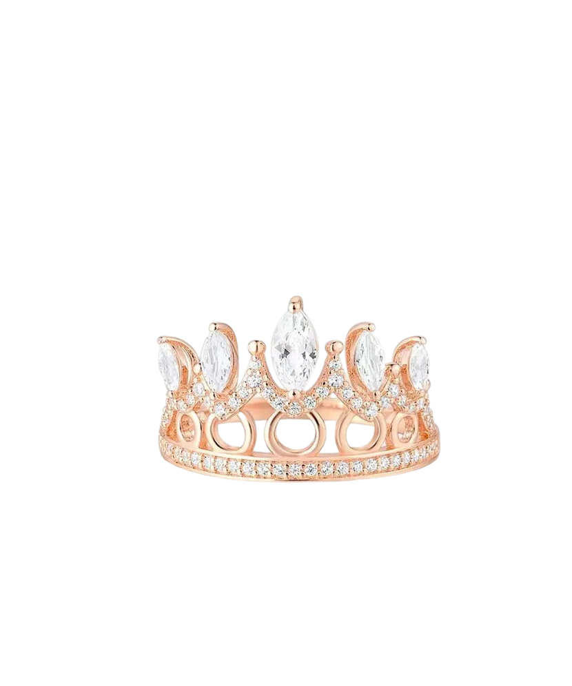 Gilded Sterling silver ring with zirconium "Crown"
