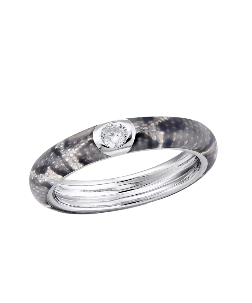 Sterling silver ring with enemal and zircons